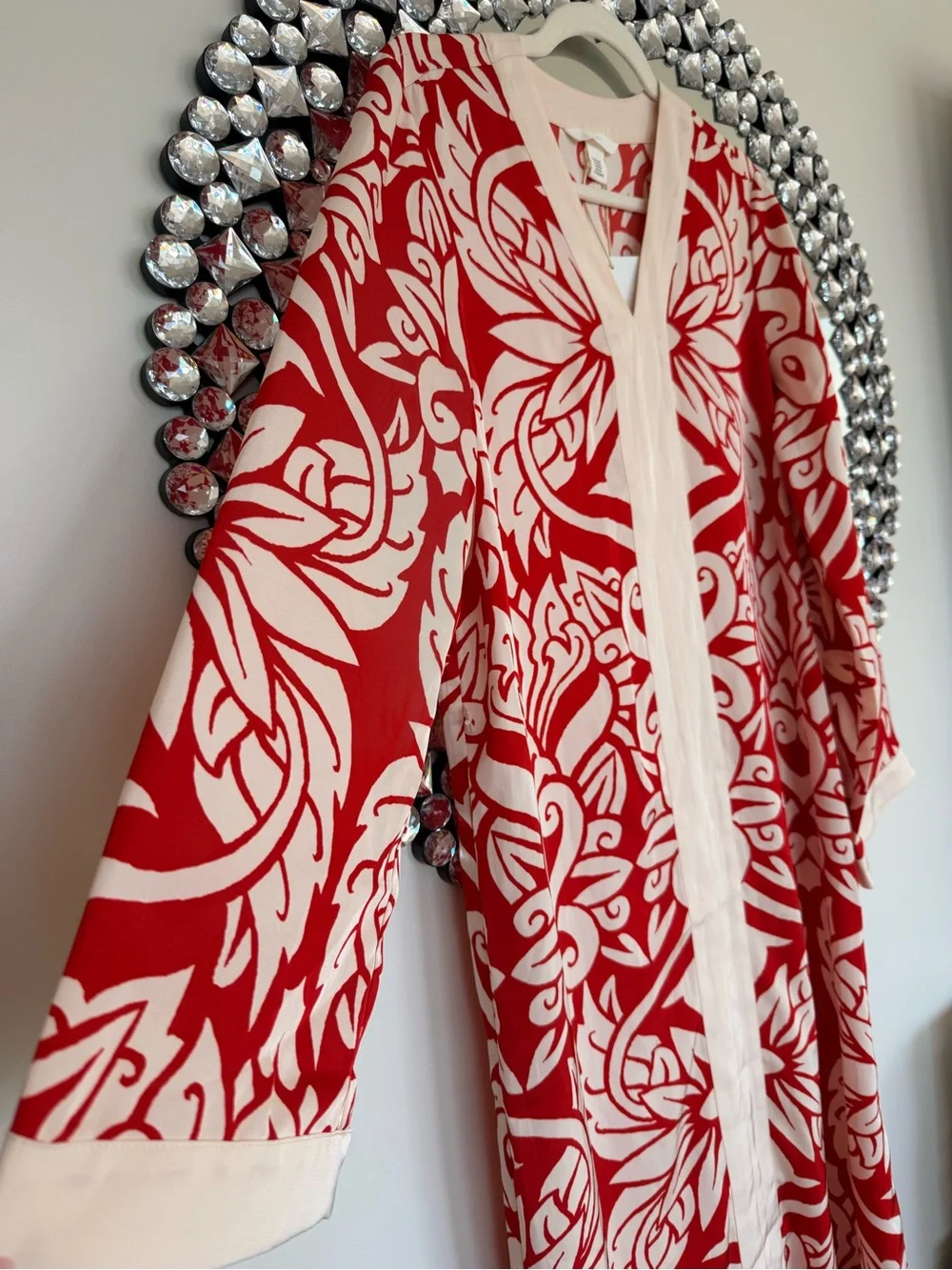 Red & Cream Floral Print Maxi Resort style dress - Picture 7 of 7